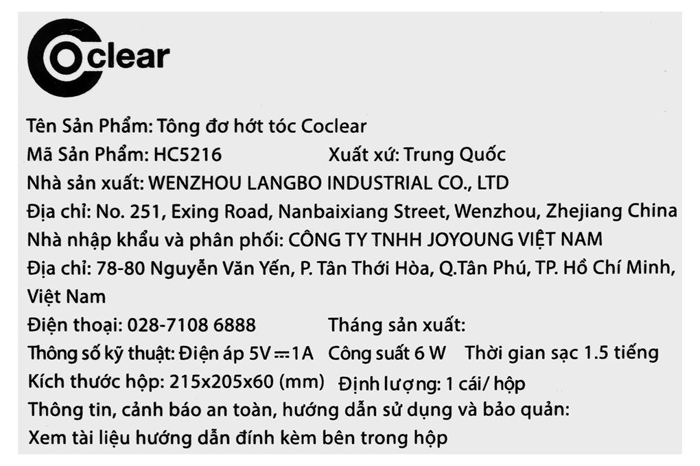 Tông đơ cắt tóc đa năng pin sạc Coclear HC5216 Màu Xám xanh
