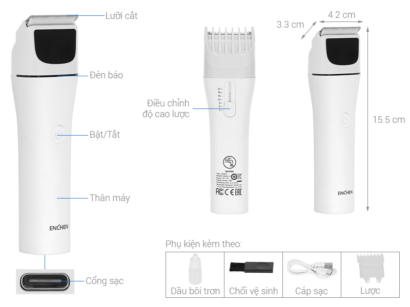 Tông đơ cắt tóc pin sạc Enchen BOOST2