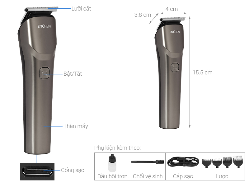 Tông đơ cắt tóc pin sạc Enchen BEARDO 2