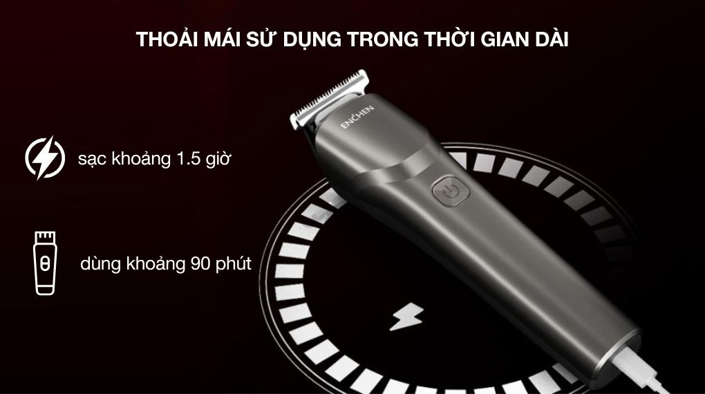 Thời gian sử dụng - Tông đơ cắt tóc pin sạc Enchen BEARDO 2