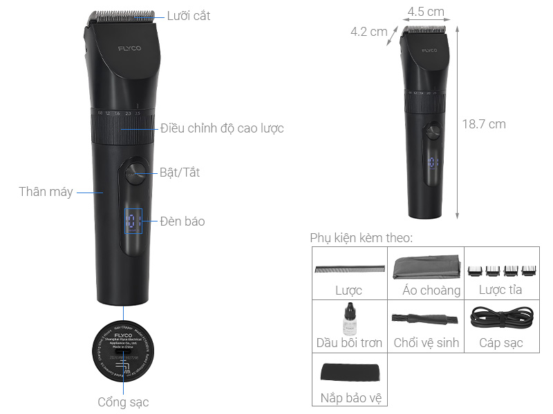 Tông đơ cắt tóc pin sạc Flyco FC5908VN