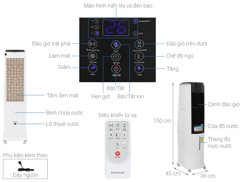 Quạt điều hòa Sunhouse SHD7737 220W