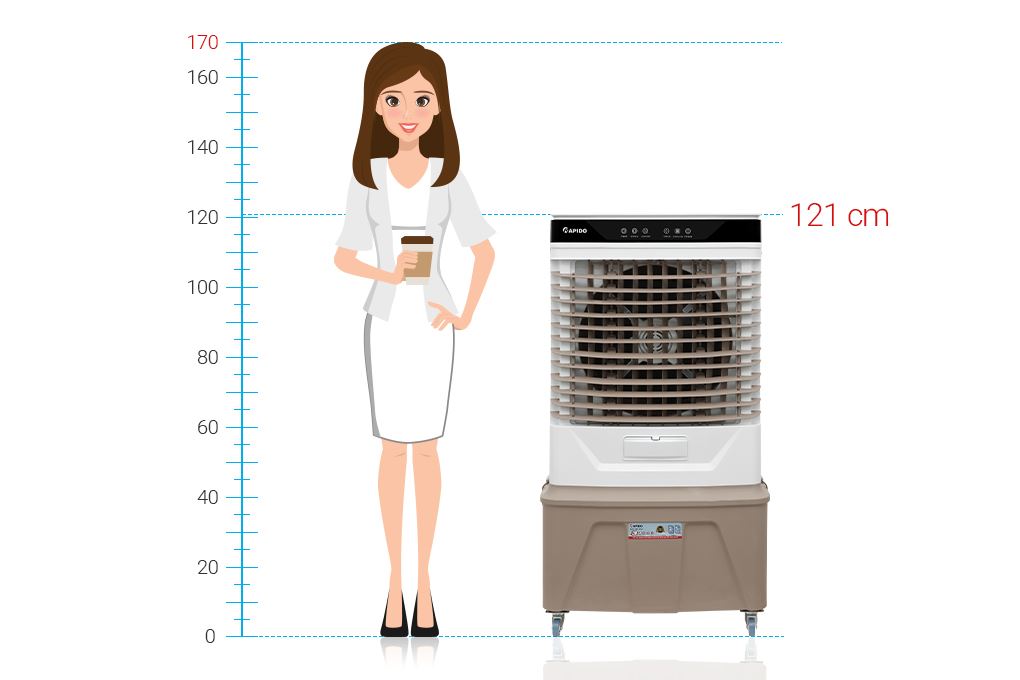 Quạt điều hòa Rapido Windy D 210W Màu Trắng - Nâu