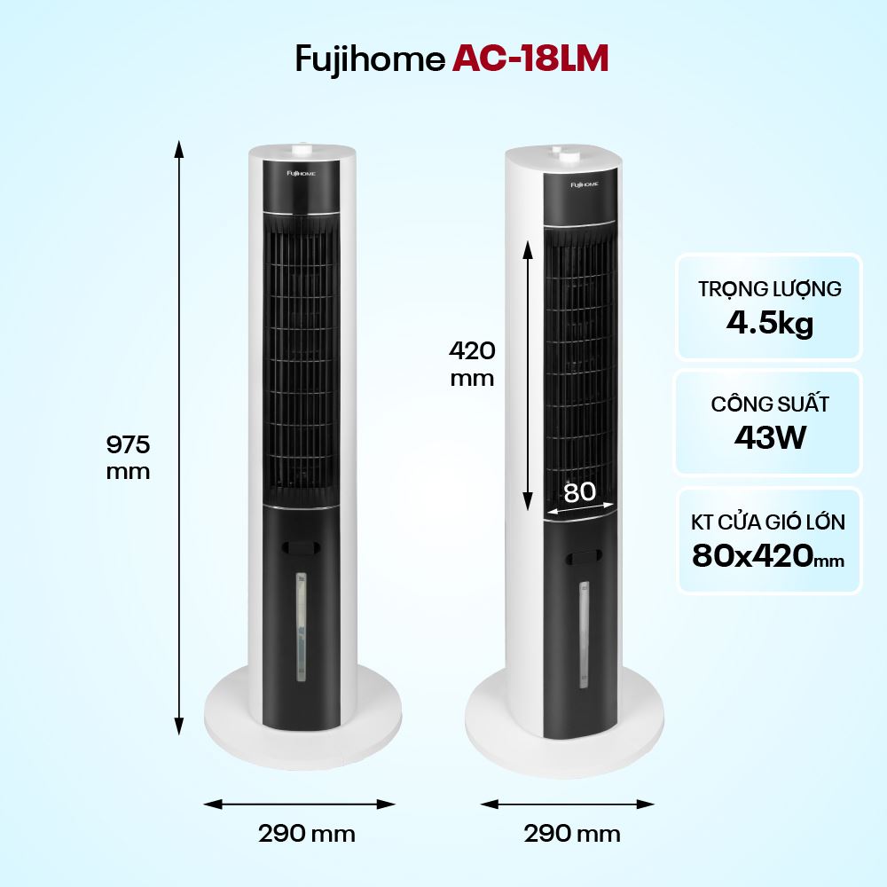 Quạt điều hoà FUJIHOME AC-18LM 43W Màu Trắng