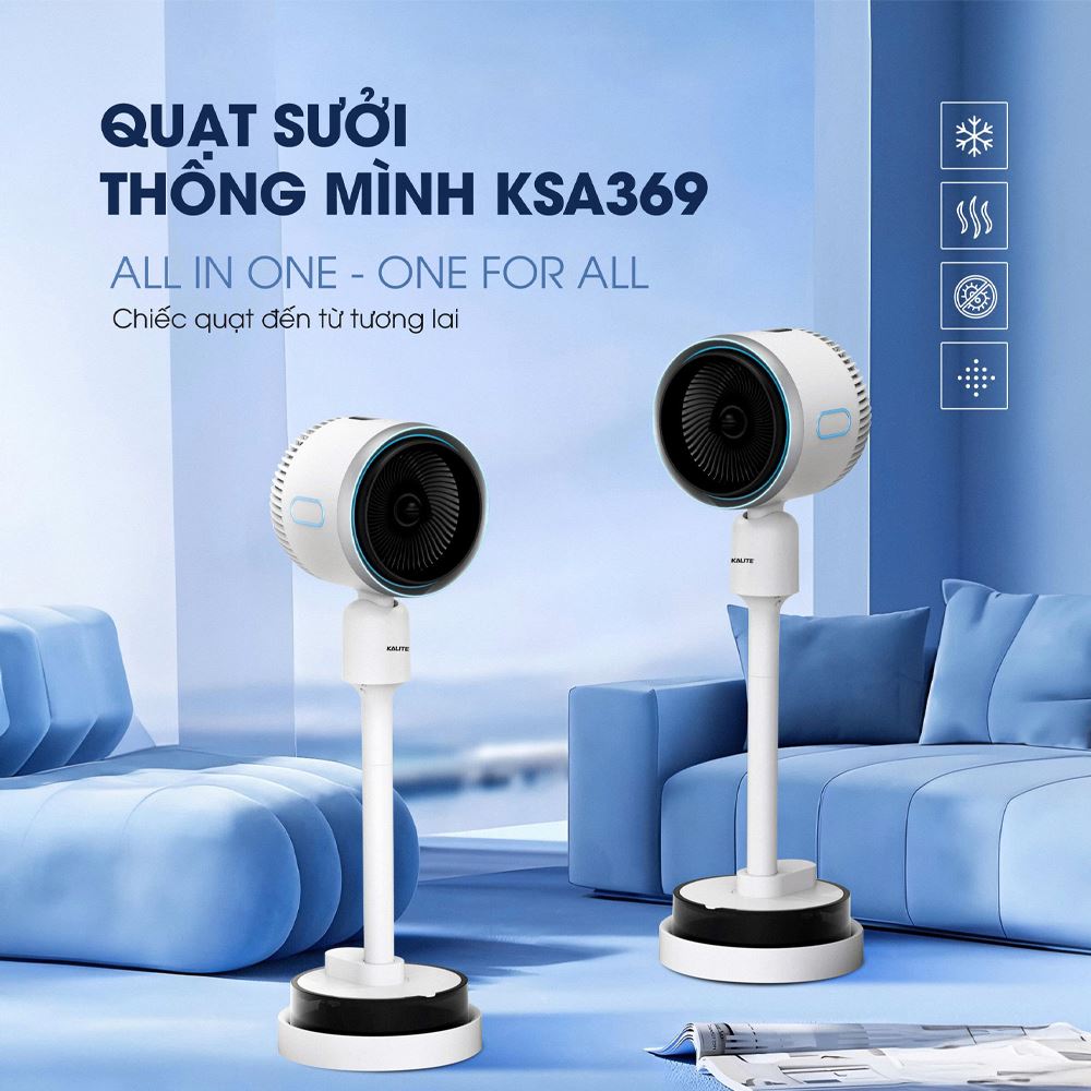 Quạt điều hoà Kalite KSA369 45W Màu Trắng - Đen