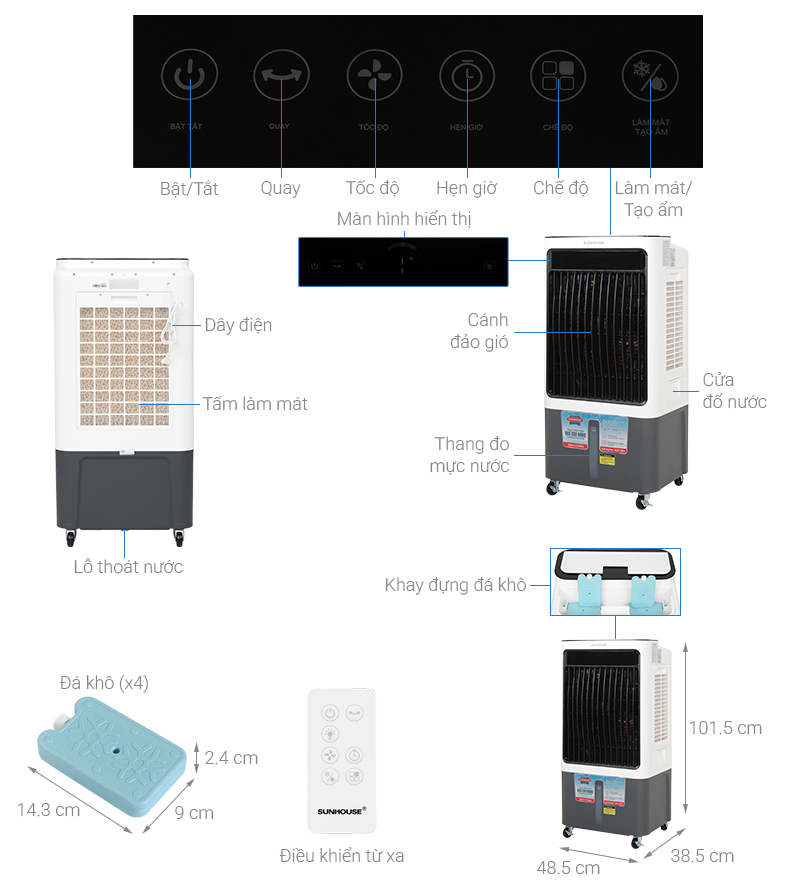 Quạt điều hòa Sunhouse SHD7764 120W