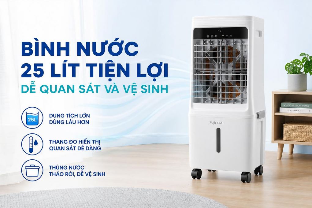 Quạt điều hòa FUJIHOME AC-25 80W Màu Trắng