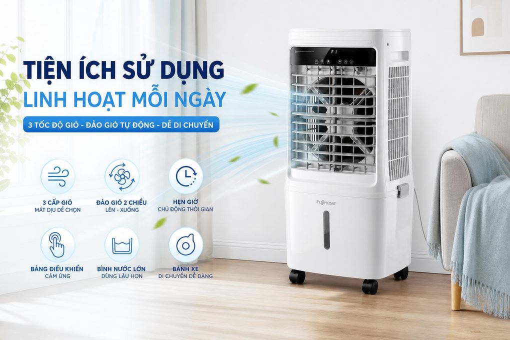 Quạt điều hòa FUJIHOME AC-25 80W Màu Trắng