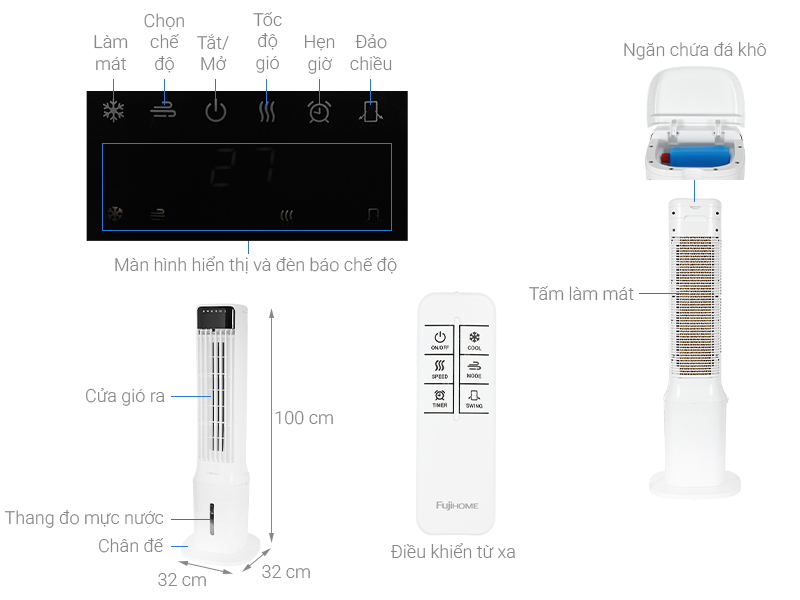Quạt điều hòa FUJIHOME AC-1000B 70W