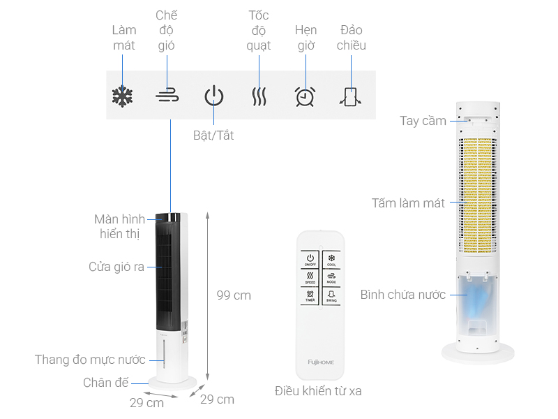 Quạt điều hòa FUJIHOME AC-1001C 70W