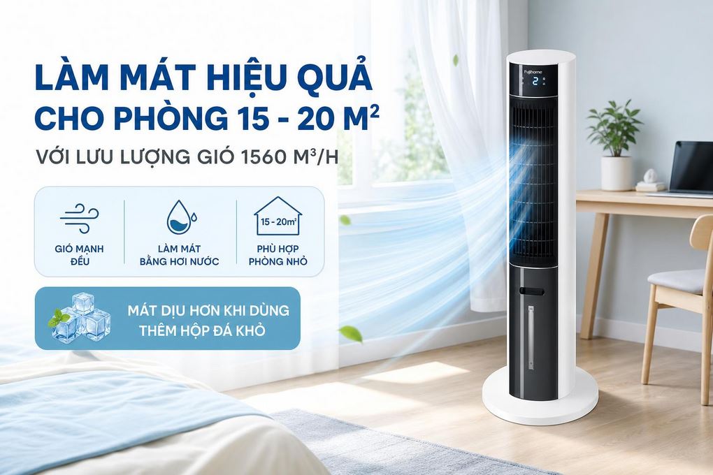 Quạt điều hòa FUJIHOME AC-18LE 43W Màu Trắng - Đen