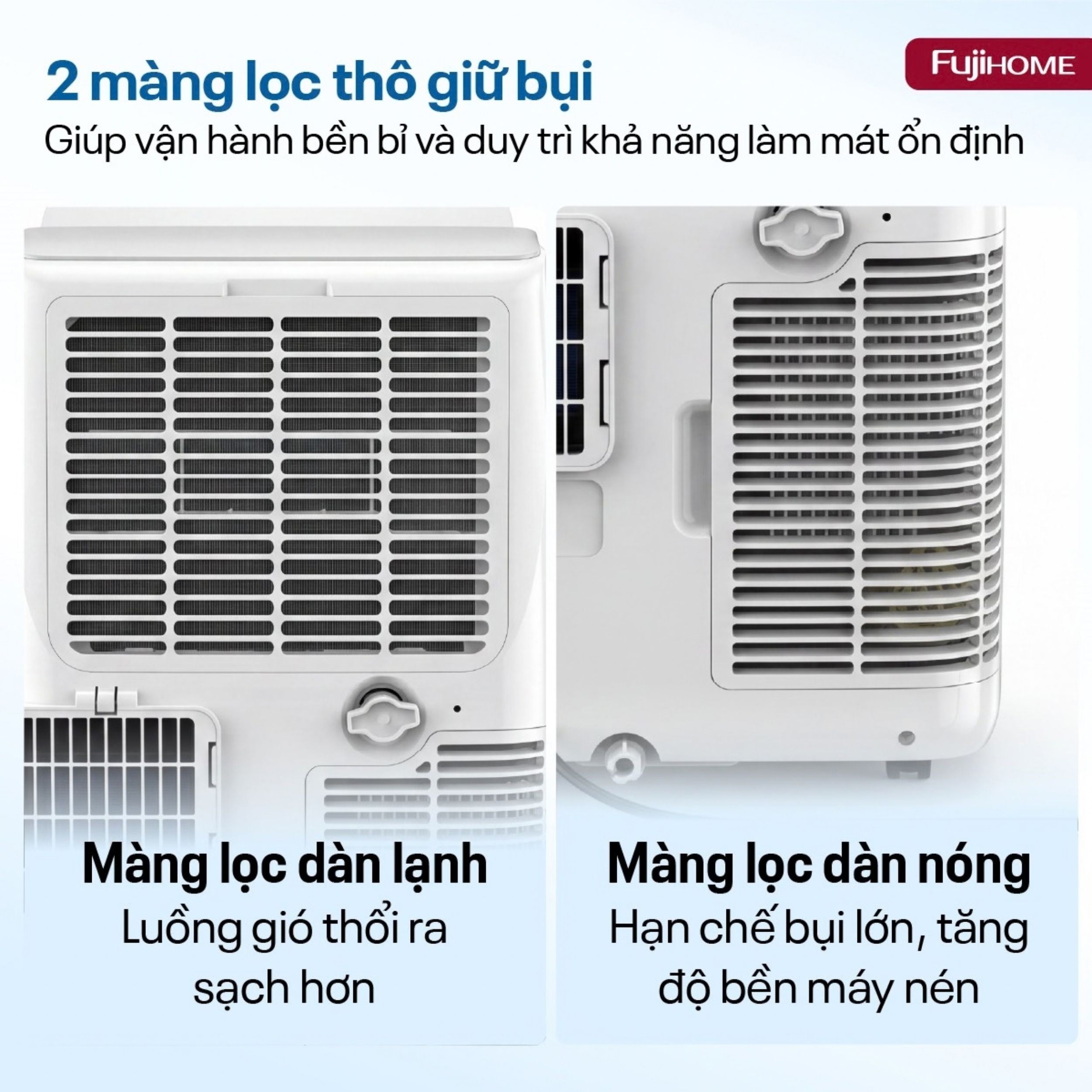Điều hòa di động Fujihome PAC12N 3500W - 2 màng lọc thô giữ bụi