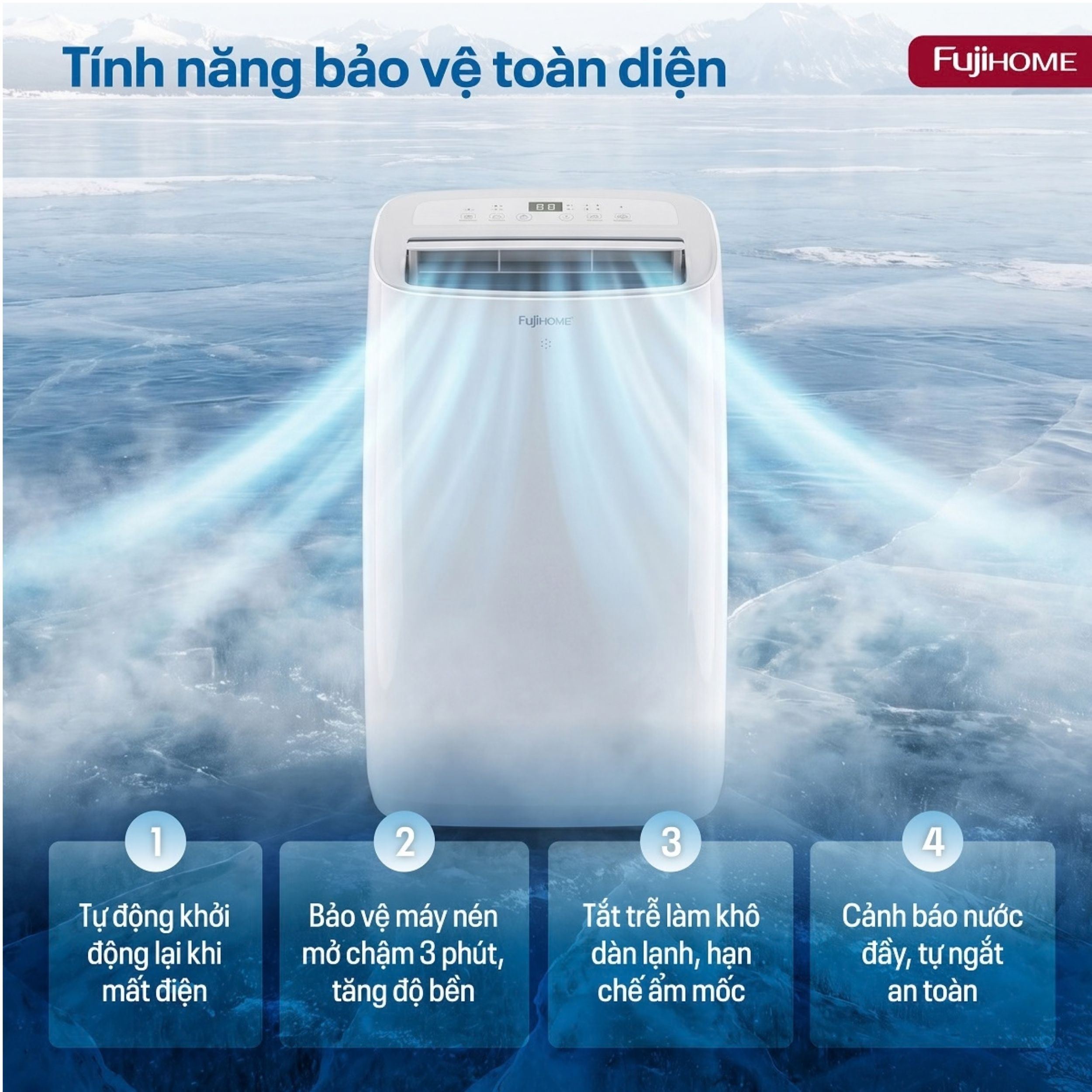 Điều hòa di động Fujihome PAC12N 3500W - Tính năng bảo vệ toàn diện