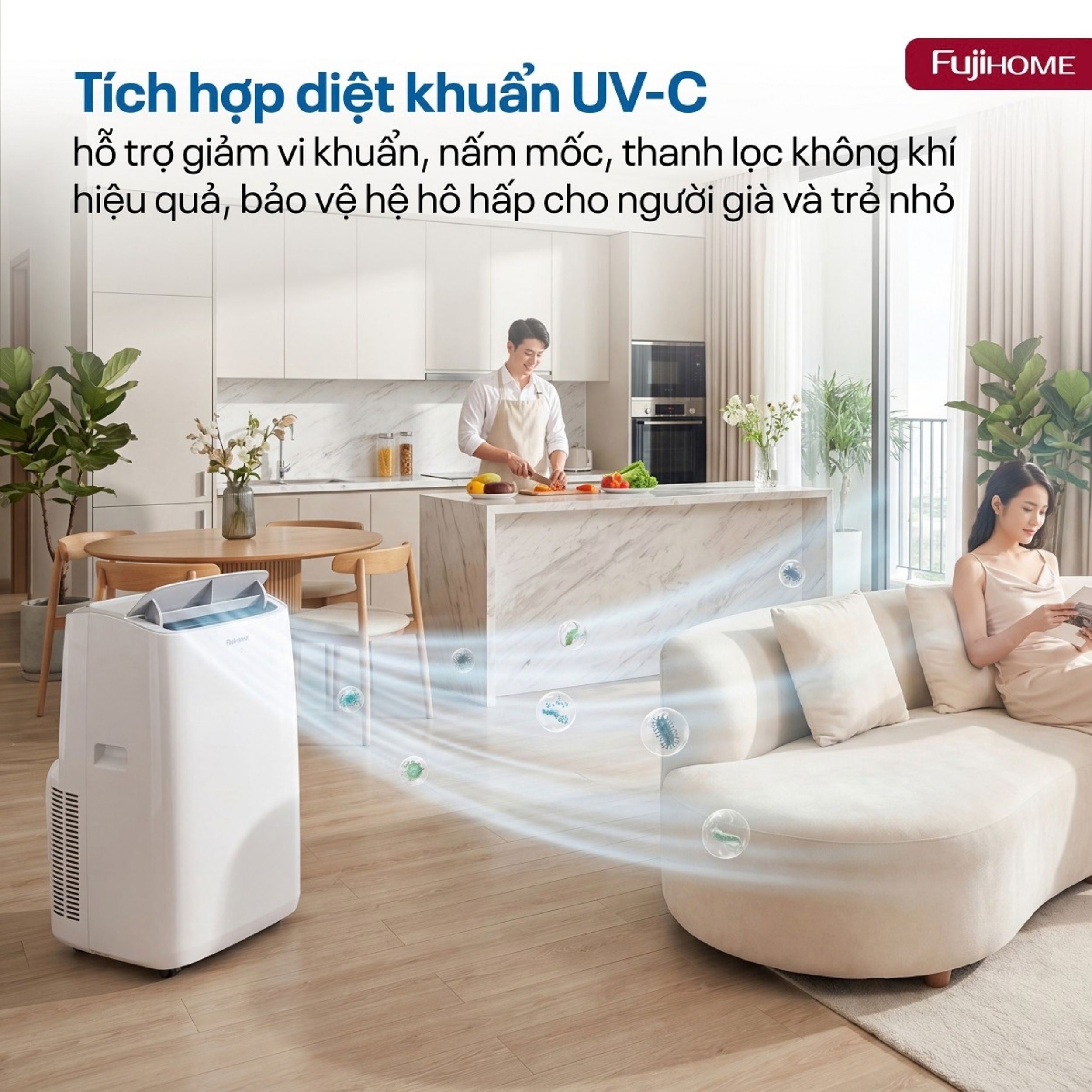 Điều hòa di động Fujihome PAC12N 3500W - Tích hợp diệt khuẩn UV-C