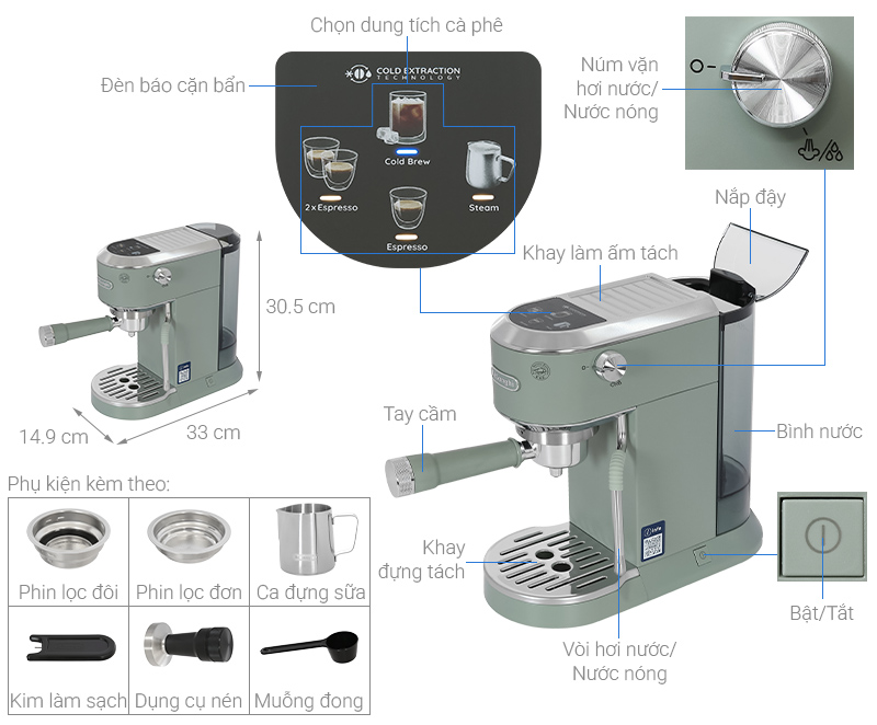 Máy pha cà phê Delonghi EC890.GR