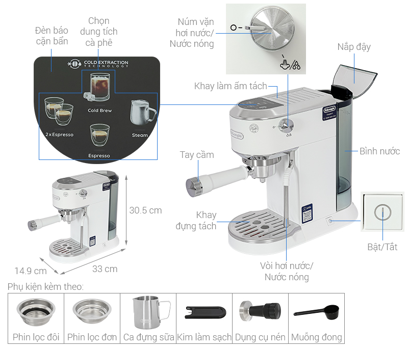 Máy pha cà phê Delonghi EC890.WI