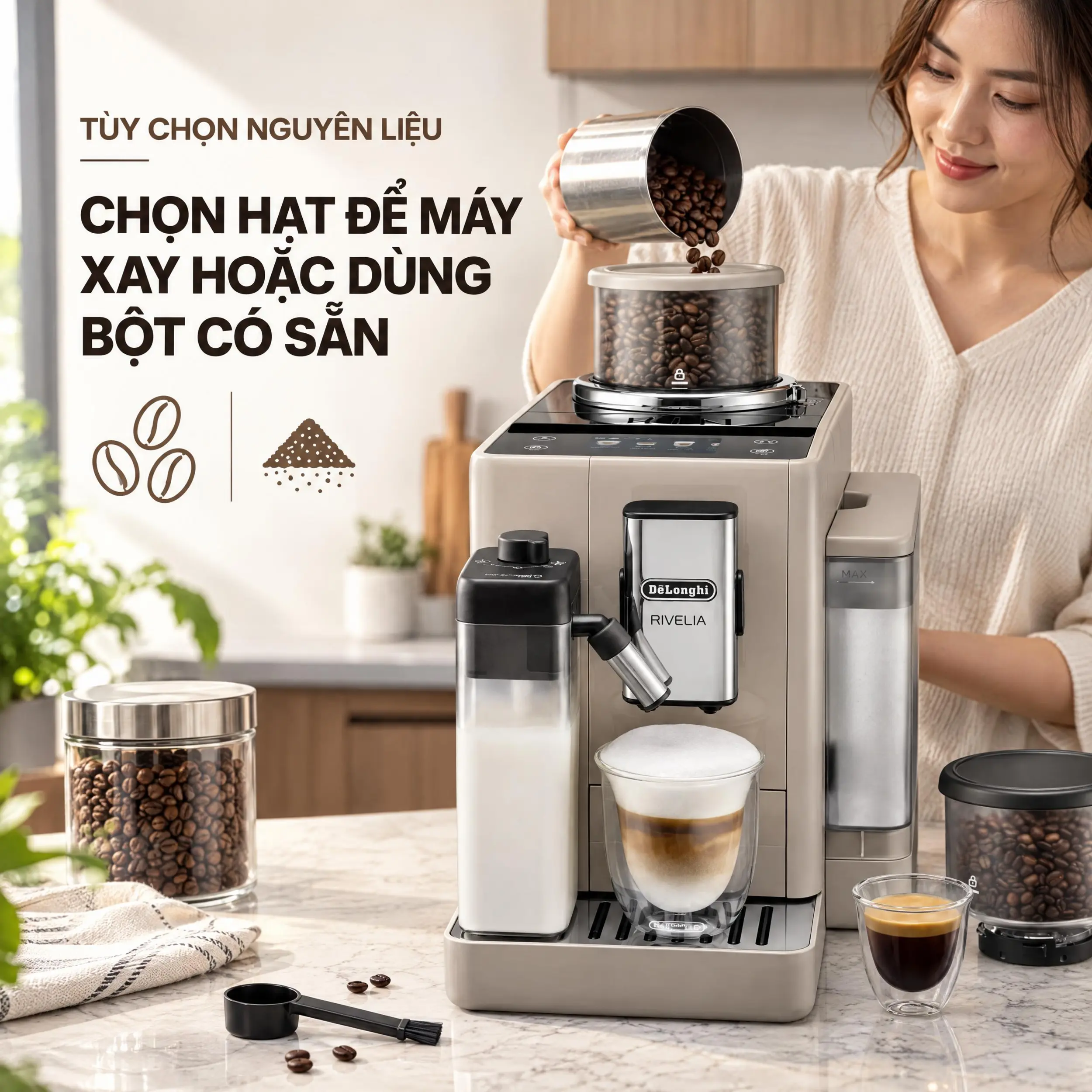 Máy pha cà phê Delonghi EXAM440.55.BG Màu Màu be