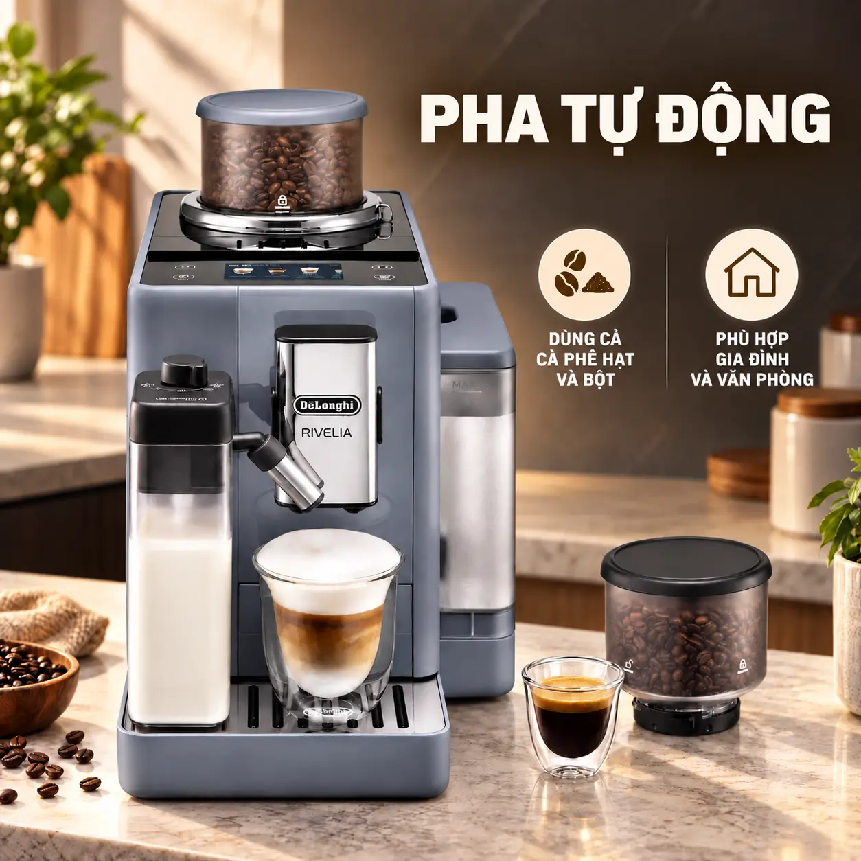 Máy pha cà phê Delonghi EXAM440.55.G Màu Xanh
