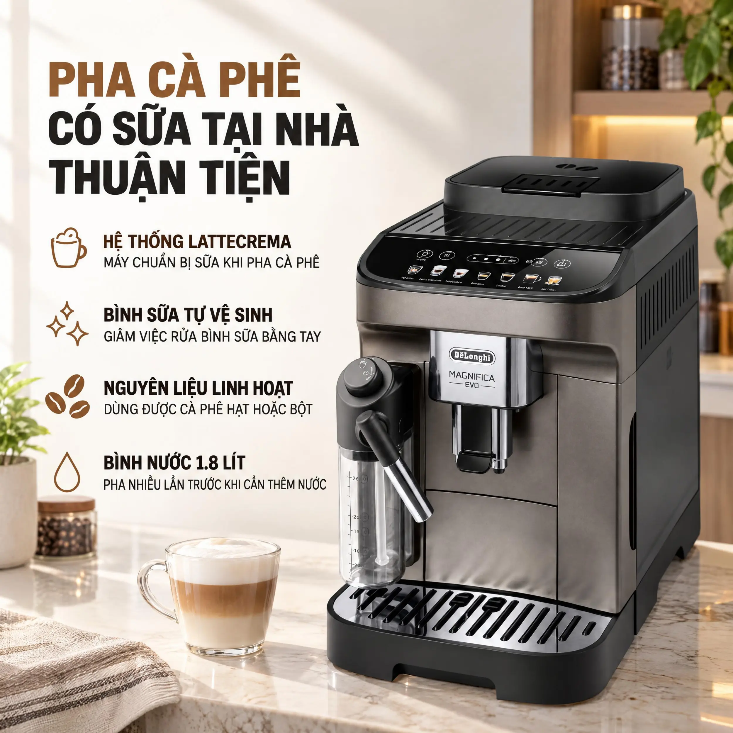 Máy pha cà phê Delonghi ECAM290.81.TB EX:1 Màu Đen - Xám