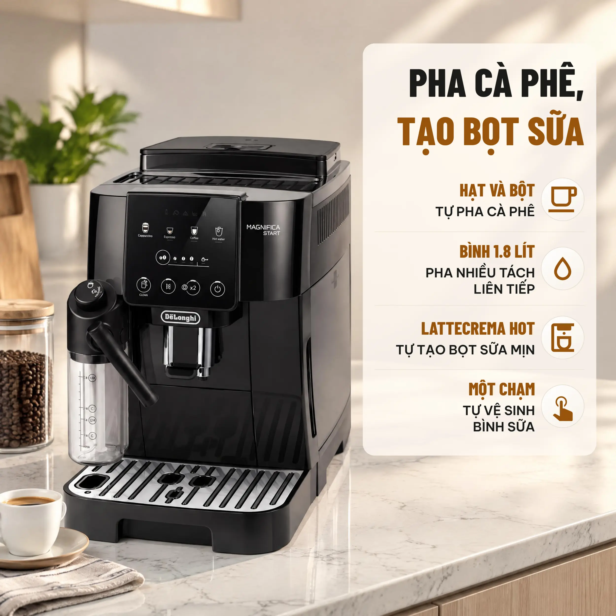 Máy pha cà phê Delonghi ECAM220.60.B EX:1 Màu Đen