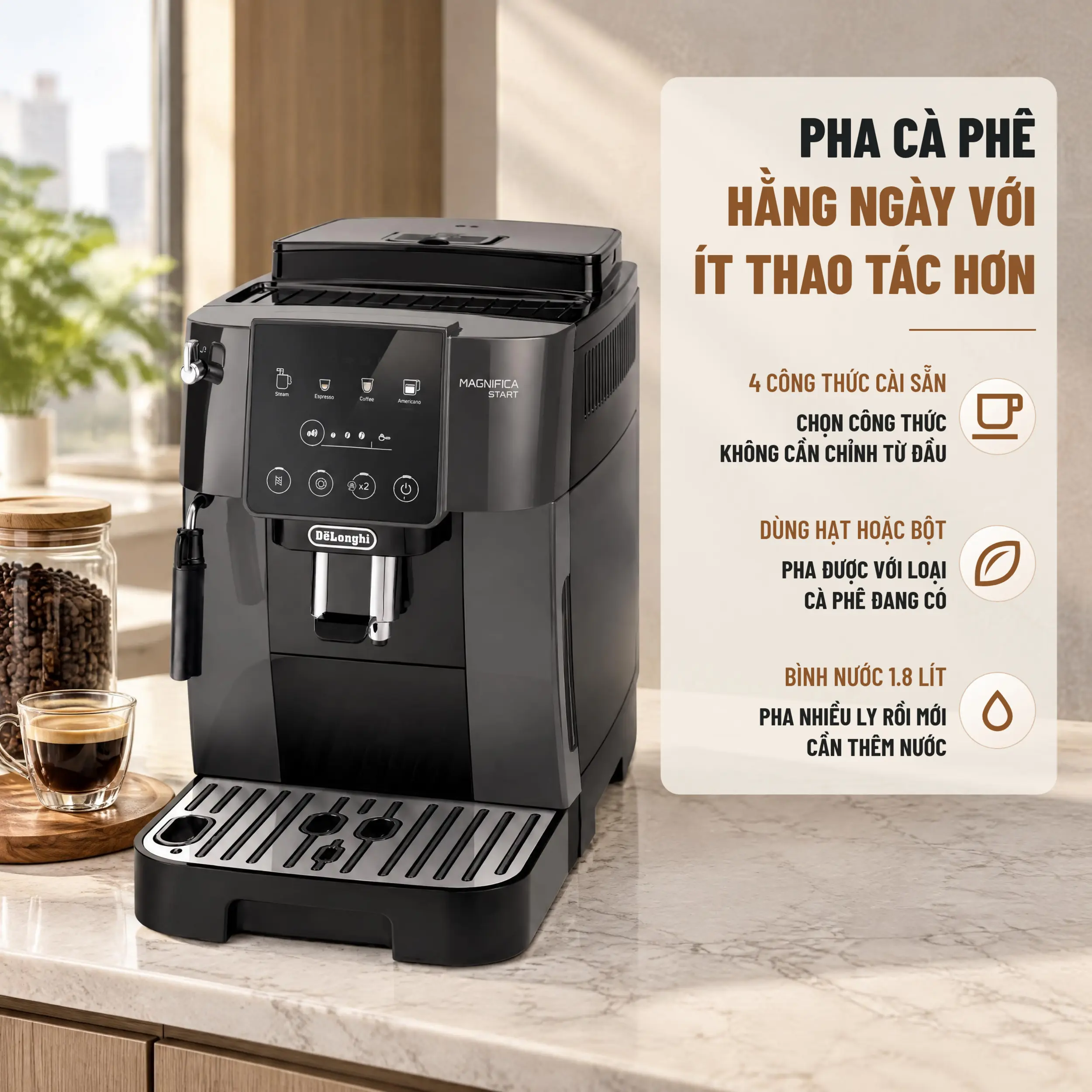 Máy pha cà phê Delonghi ECAM220.22.GB Màu Đen - Xám