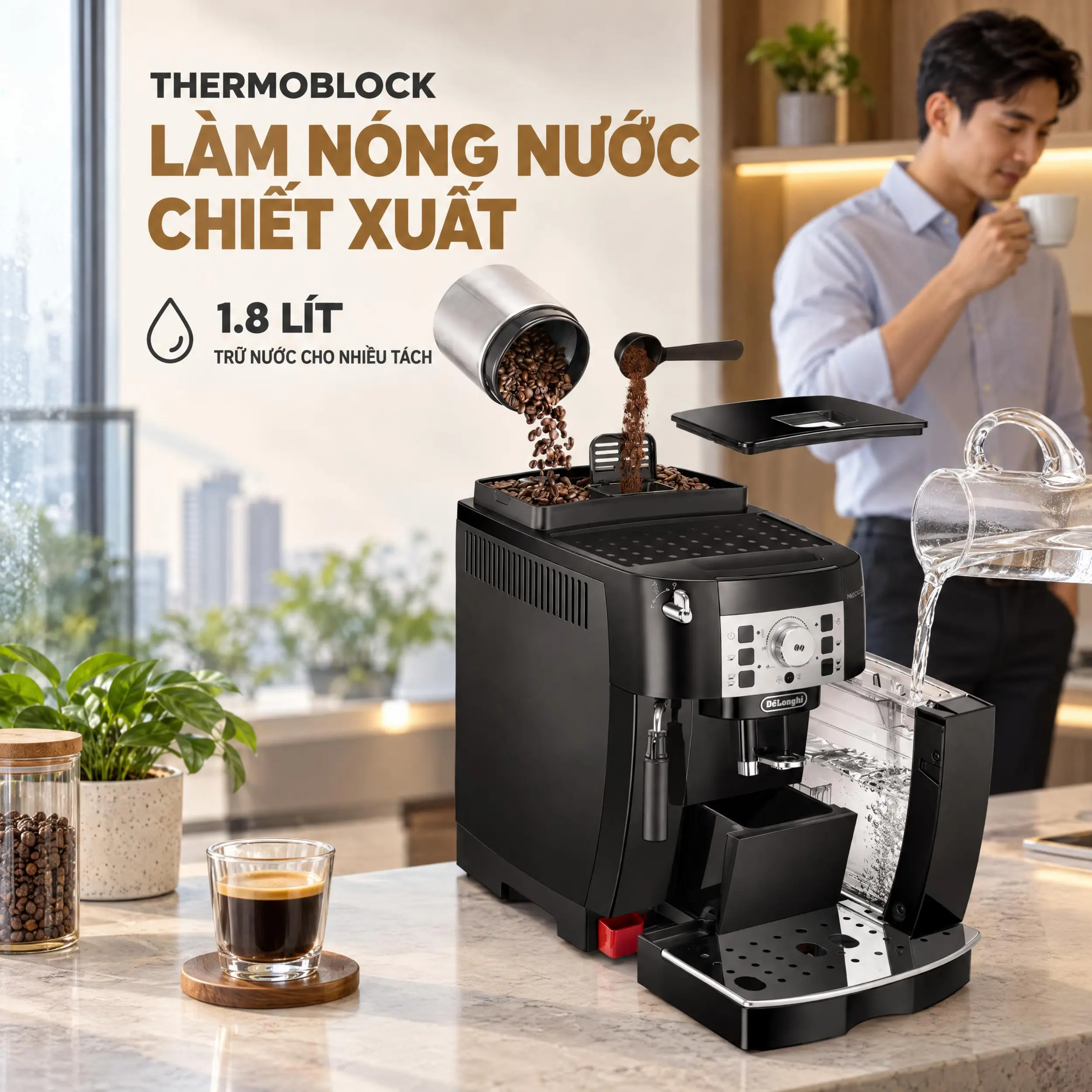 Máy pha cà phê Delonghi ECAM22.110.B Màu Đen
