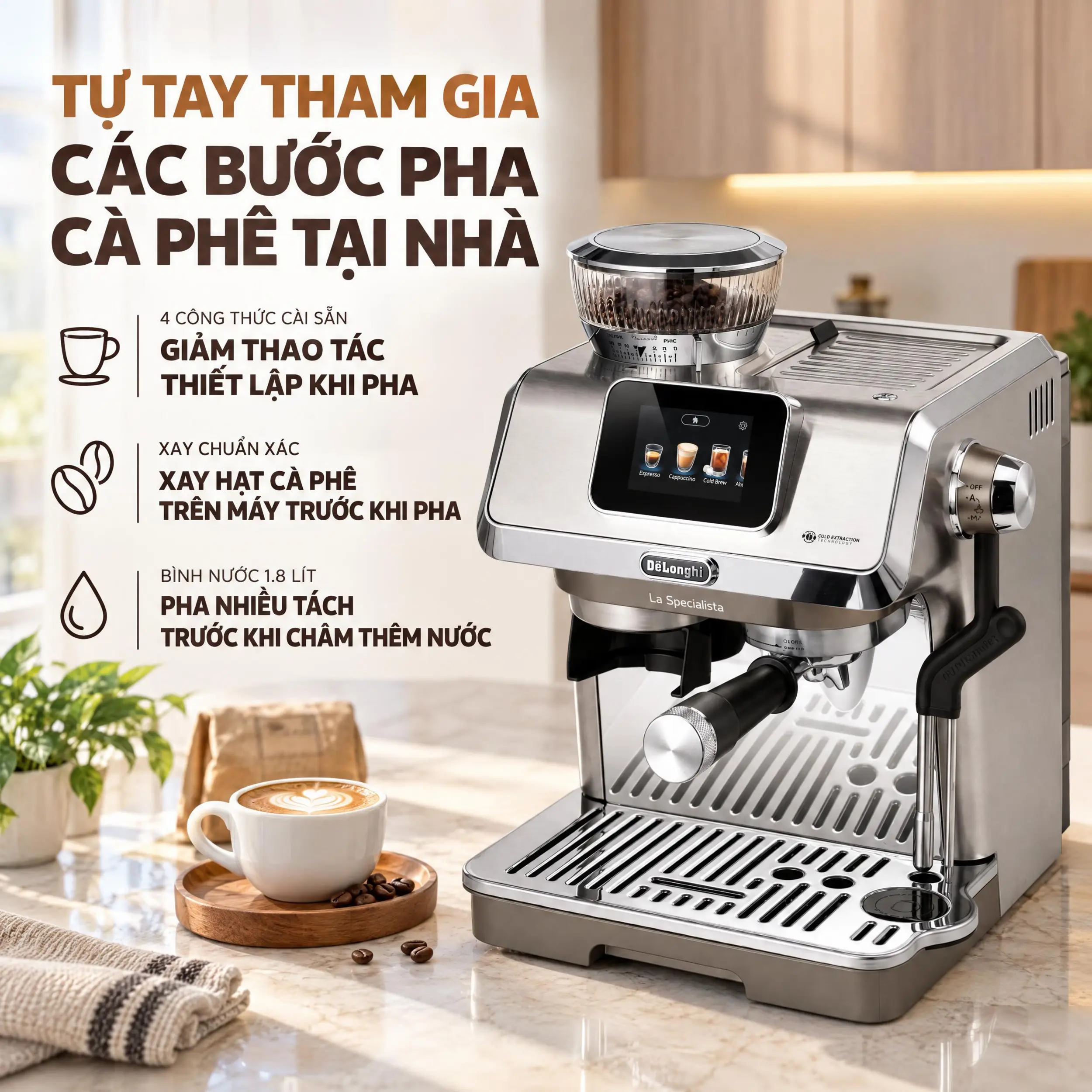 Máy pha cà phê Delonghi EC9455.M EX:2 Màu Bạc
