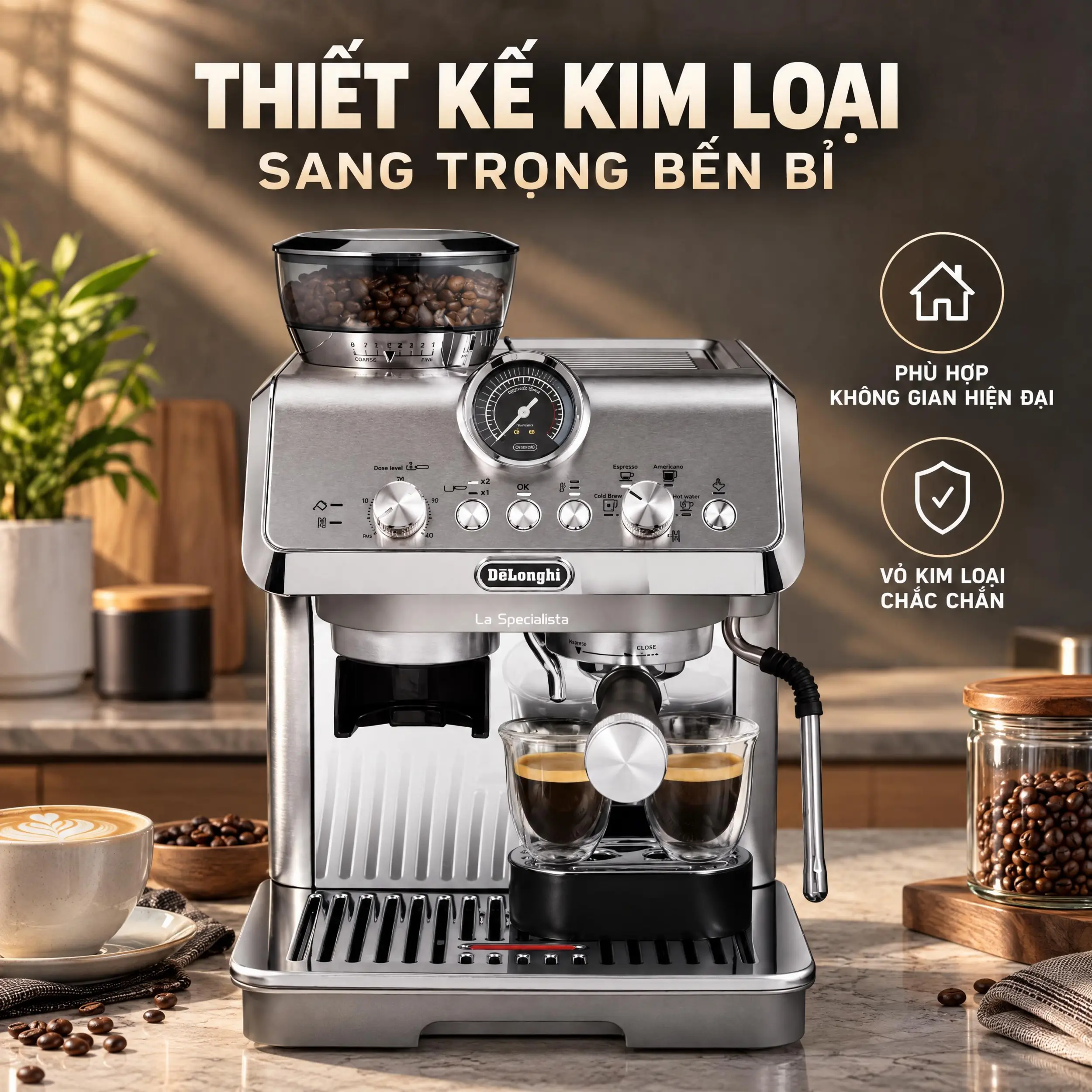 Máy pha cà phê Delonghi EC9255.M EX:2 Màu Bạc