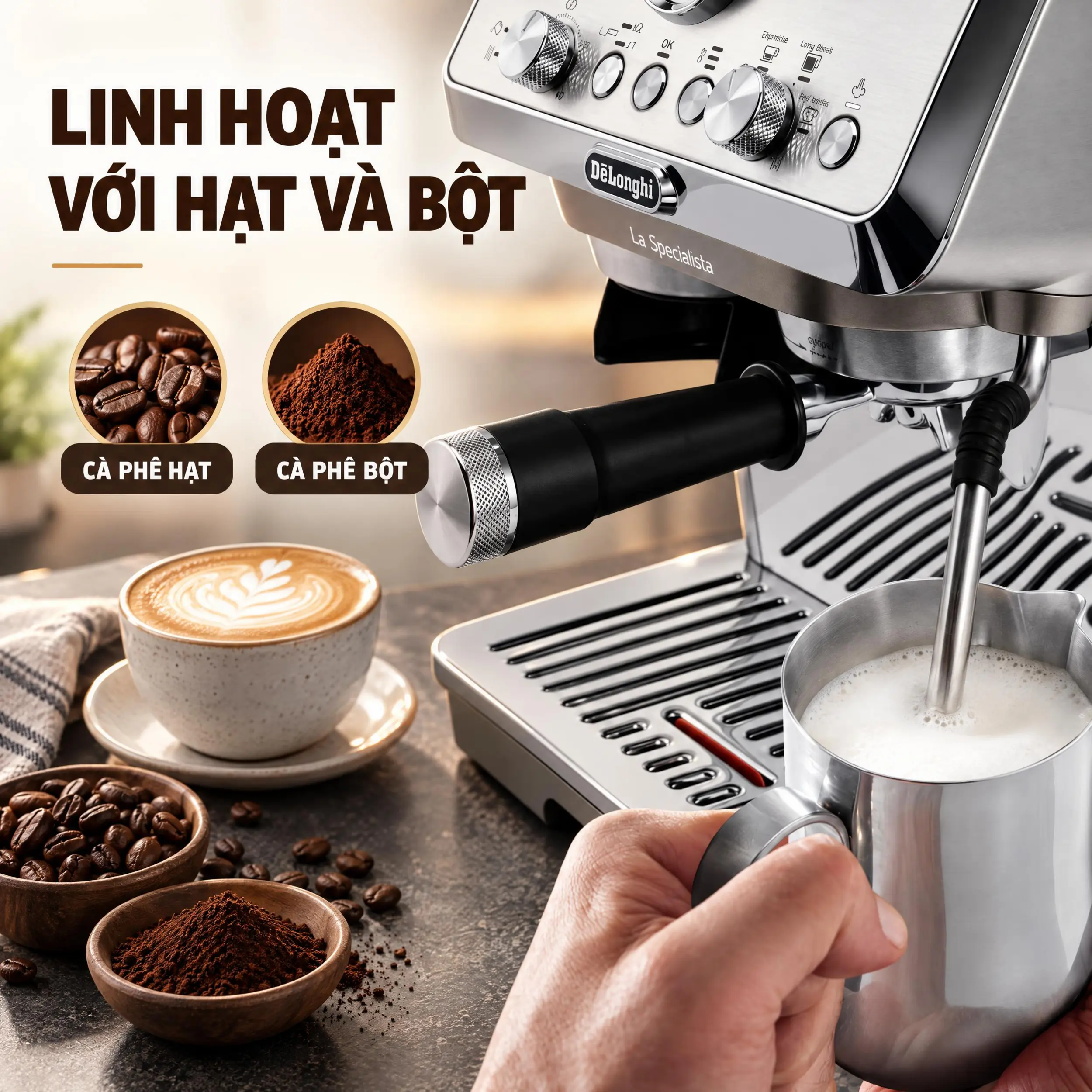 Máy pha cà phê Delonghi EC9255.M EX:2 Màu Bạc