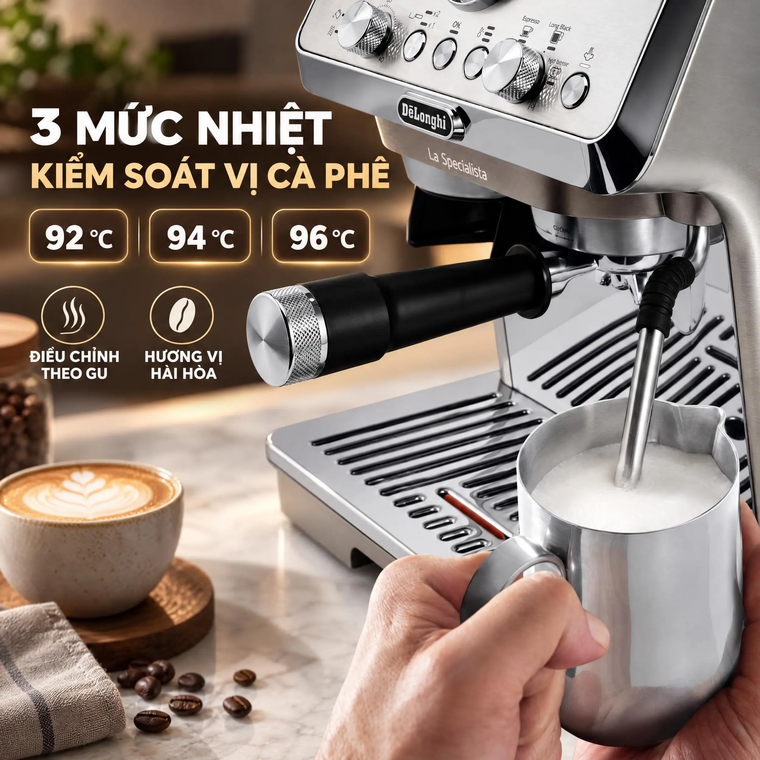 Máy pha cà phê Delonghi EC9255.M EX:2 Màu Bạc