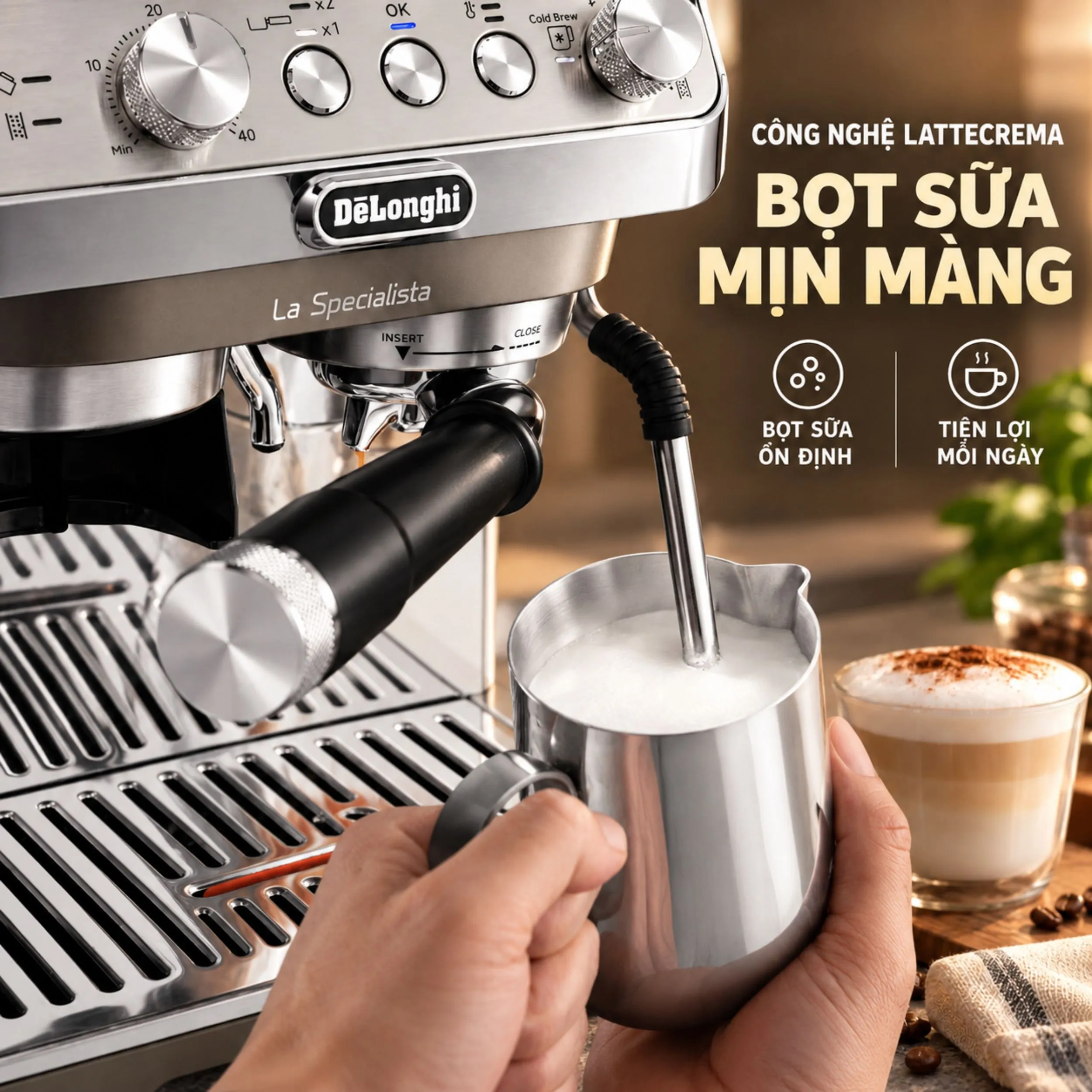 Máy pha cà phê Delonghi EC9255.M EX:2 Màu Bạc