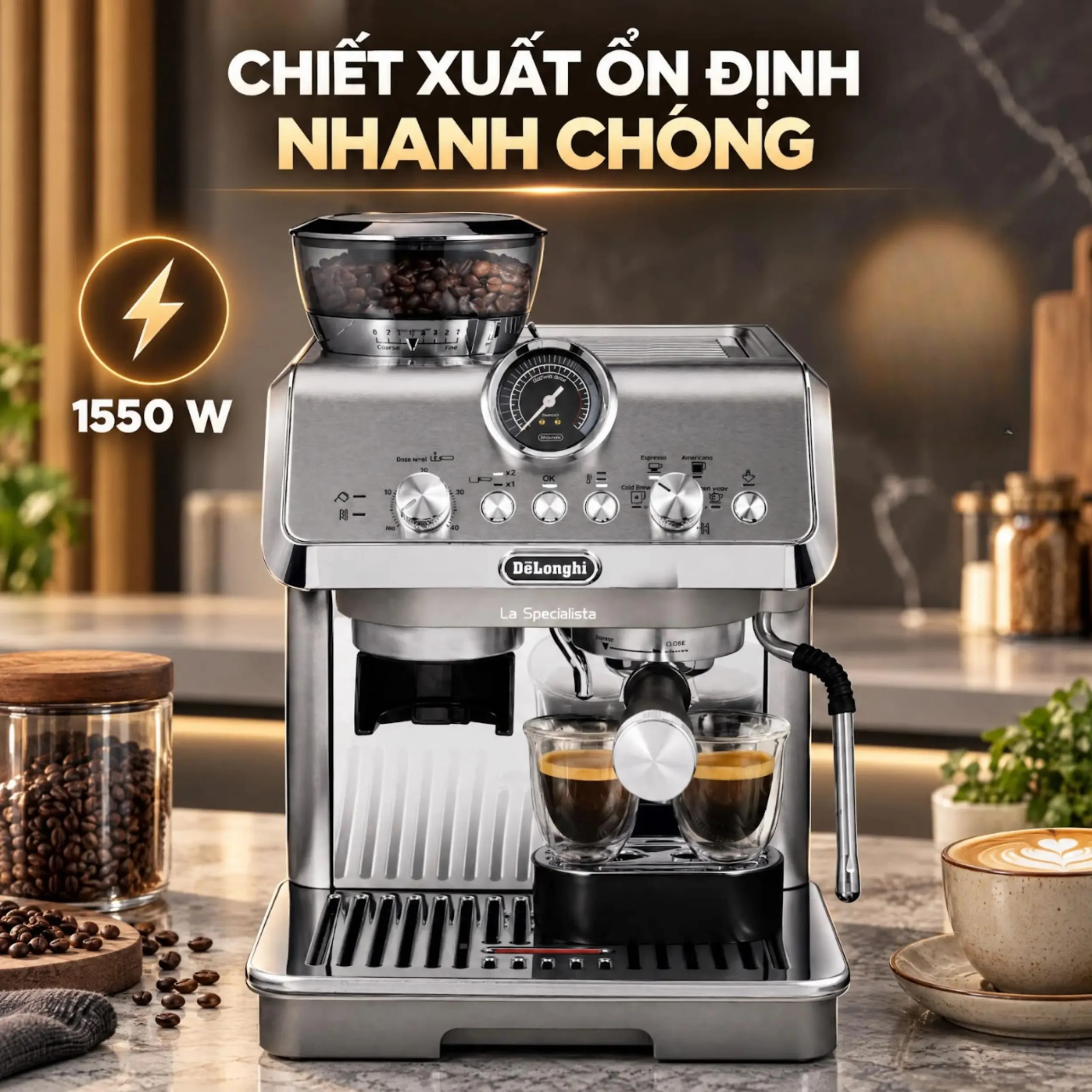 Máy pha cà phê Delonghi EC9255.M EX:2 Màu Bạc