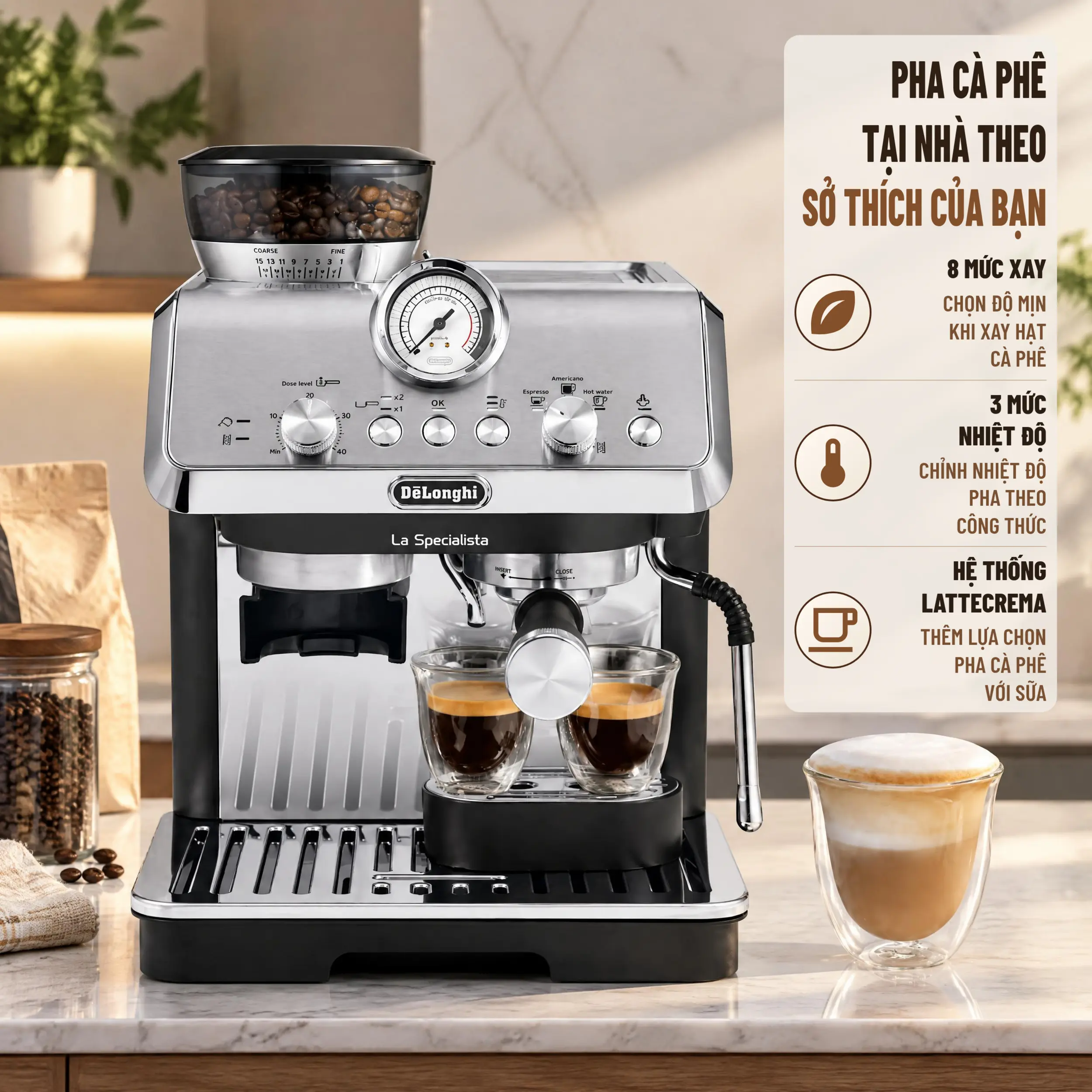 Máy pha cà phê Delonghi EC9155.MB Màu Bạc