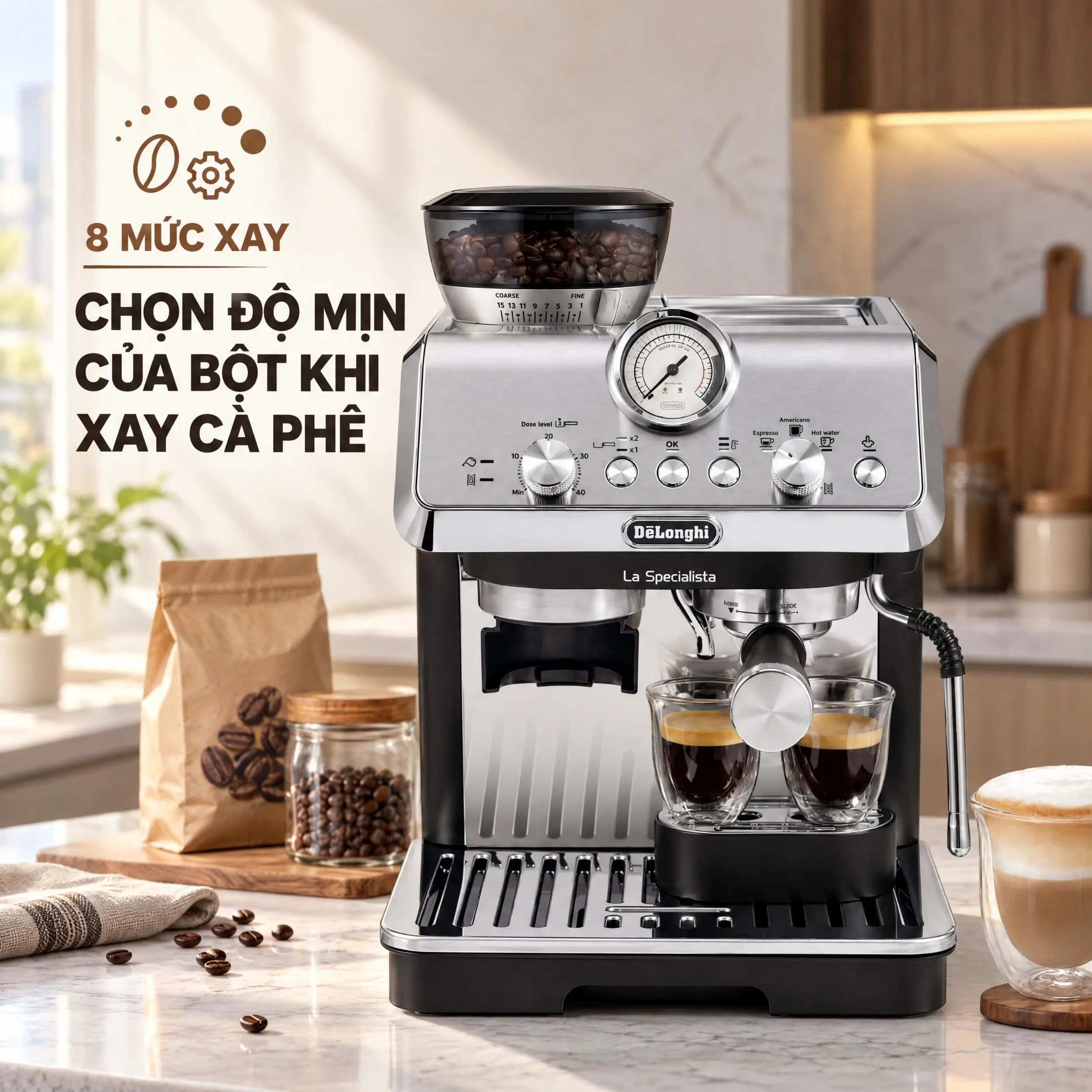Máy pha cà phê Delonghi EC9155.MB Màu Bạc