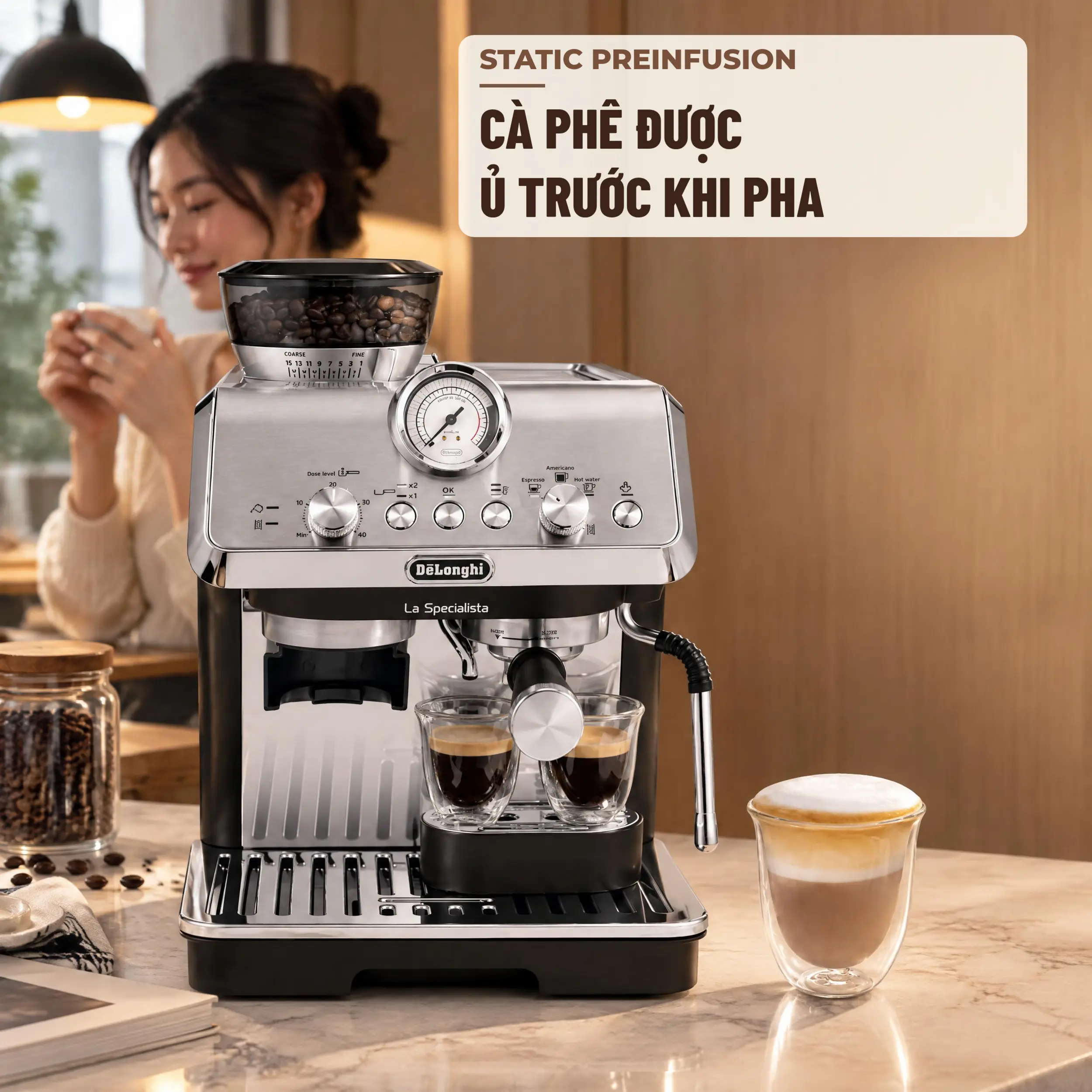 Máy pha cà phê Delonghi EC9155.MB Màu Bạc