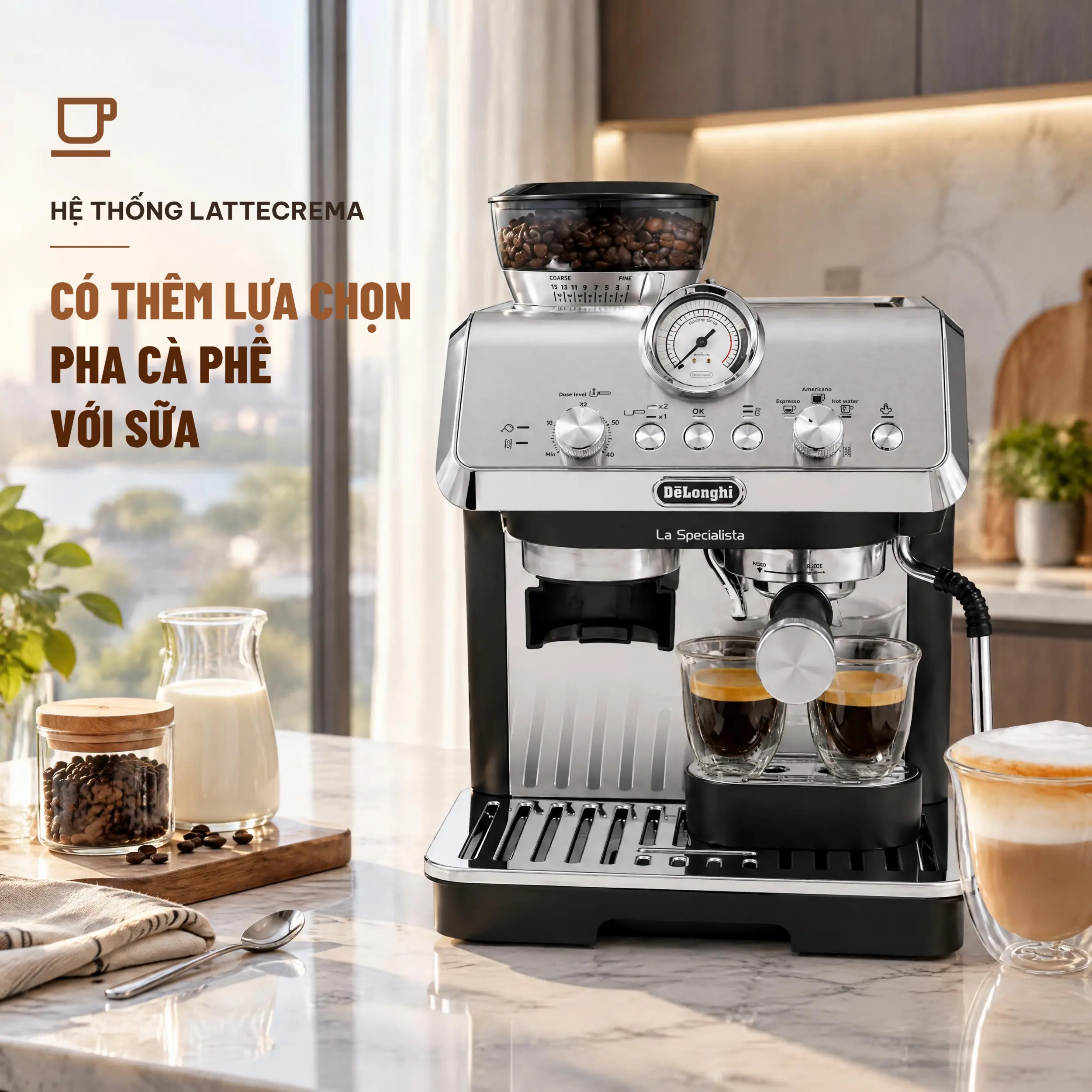 Máy pha cà phê Delonghi EC9155.MB Màu Bạc
