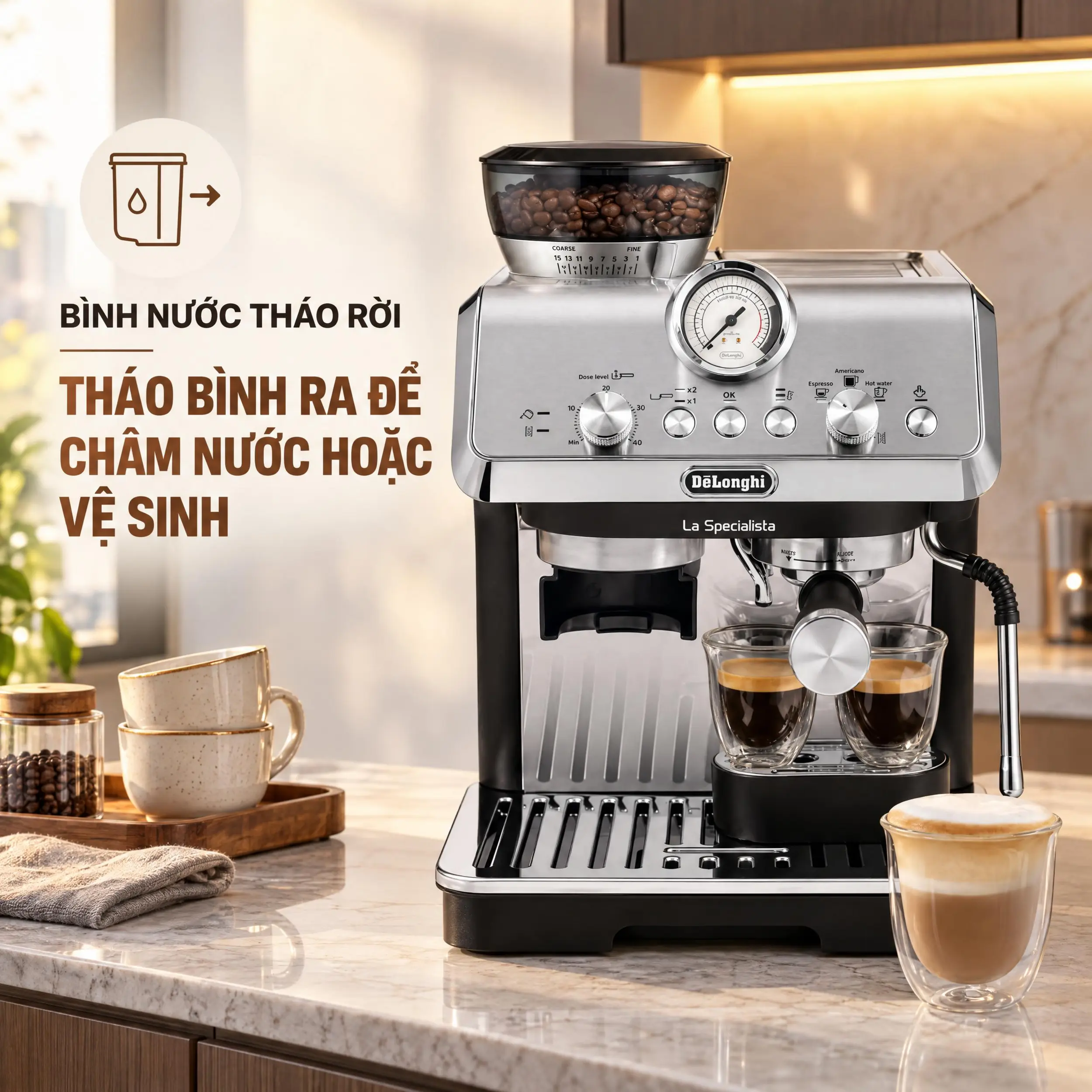 Máy pha cà phê Delonghi EC9155.MB Màu Bạc