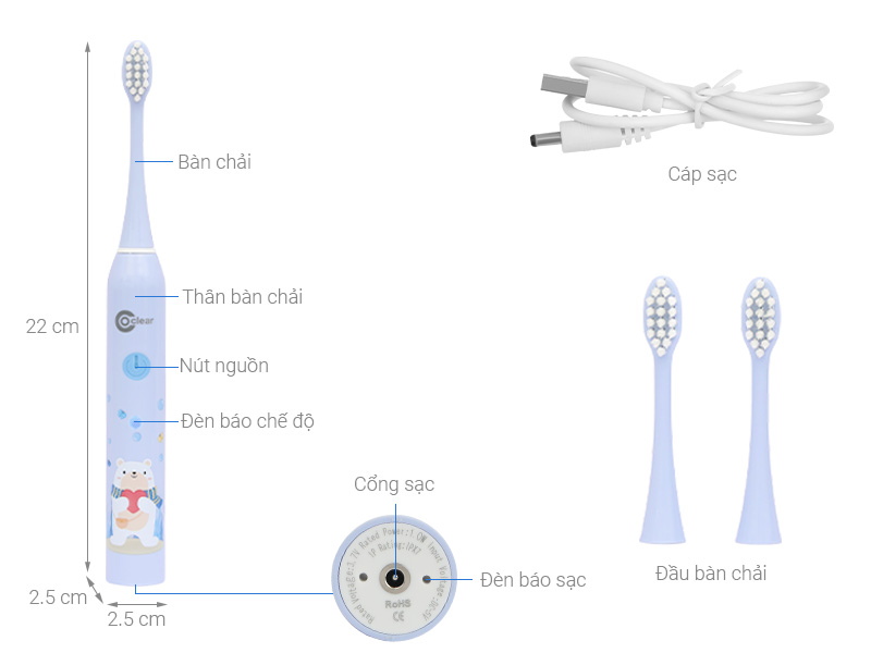 Bàn chải điện trẻ em Coclear CT6602