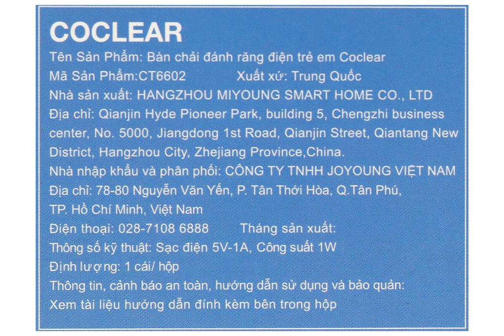 Bàn chải điện trẻ em Coclear CT6602 Màu Đen