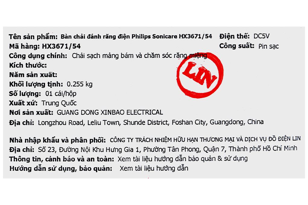 Bàn chải điện Philips Sonicare HX3671/54 Màu Đen