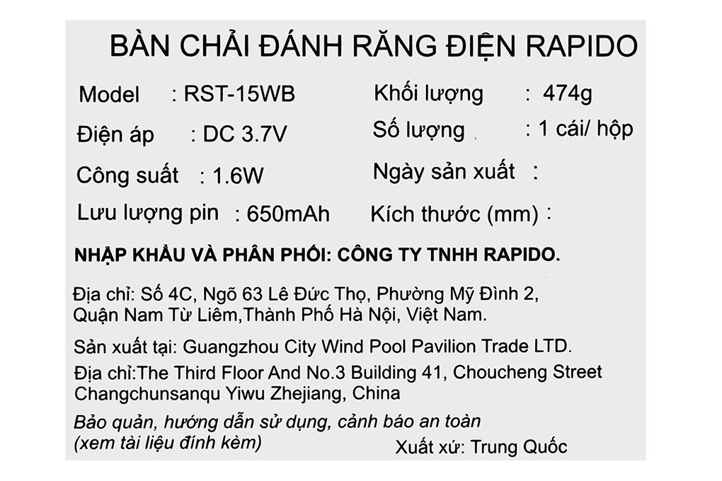 Bàn chải điện Rapido RST-15WB - 14
