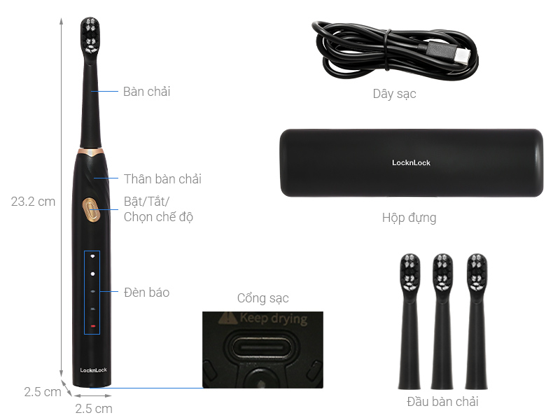 Bàn chải điện Lock&Lock ENR321BLK