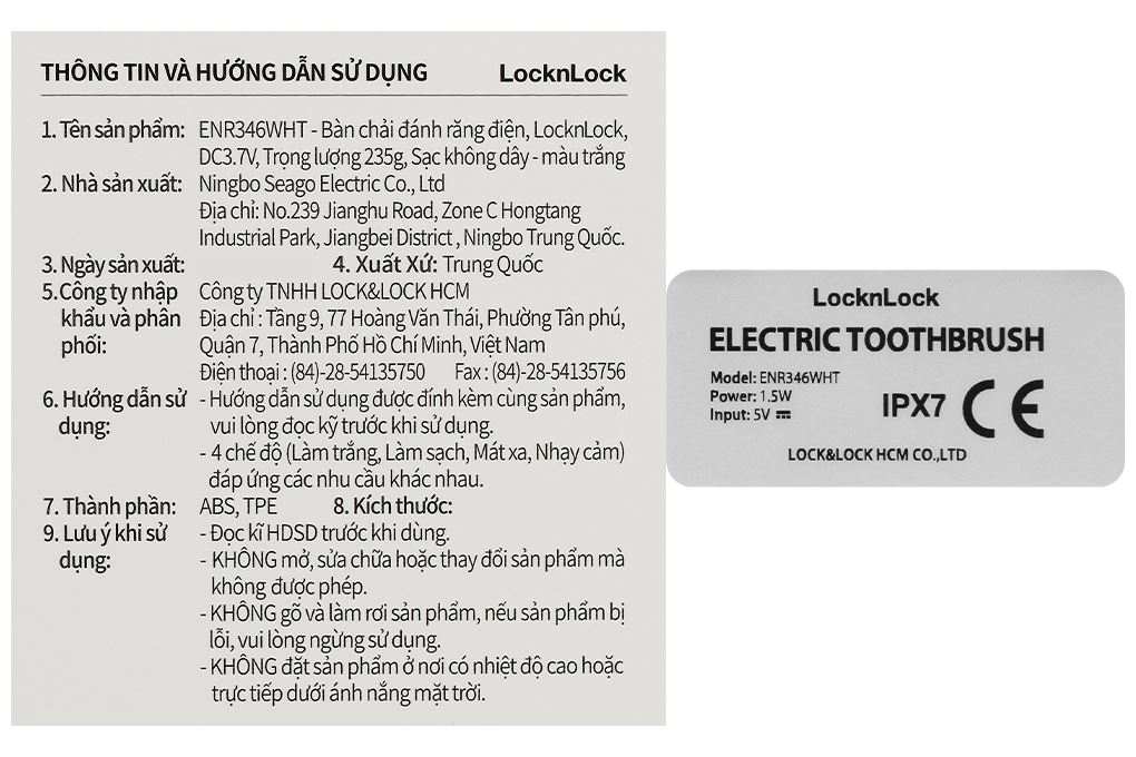 Bàn chải điện Lock&Lock ENR346WHT Màu Trắng