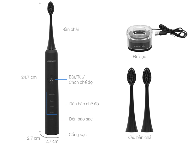 Bàn chải điện Lock&Lock ENR346BLK