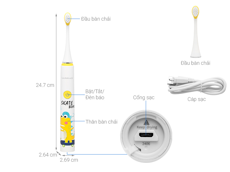 Bàn chải điện trẻ em Lock&Lock ENR226WHT