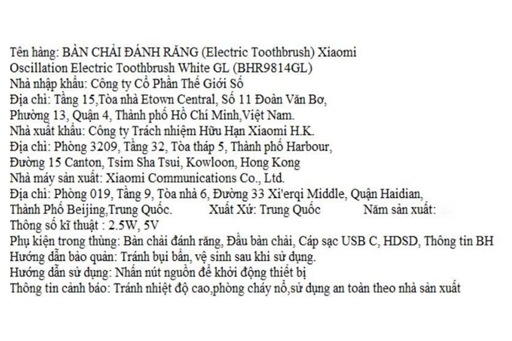 Bàn chải điện Xiaomi White GL Màu Trắng