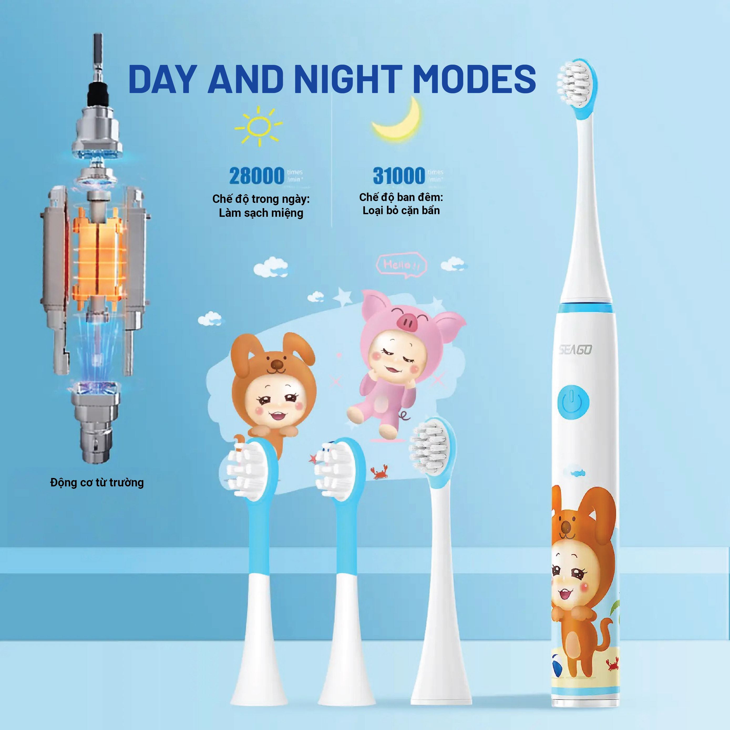 Bàn chải điện Seago SG-567-BLUE Màu Xanh