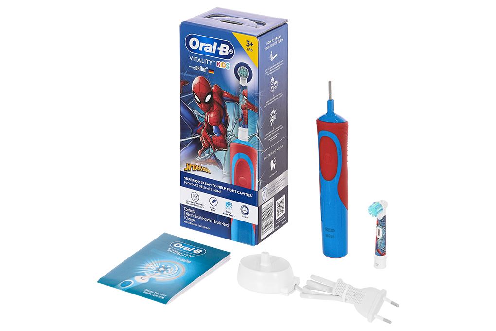 Bàn chải điện trẻ em Oral-B Vitality D12 Spiderman Màu Trắng - Đỏ