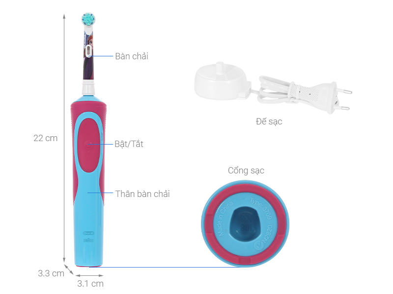 Bàn chải điện trẻ em Oral-B Vitality D12 Disney Frozen