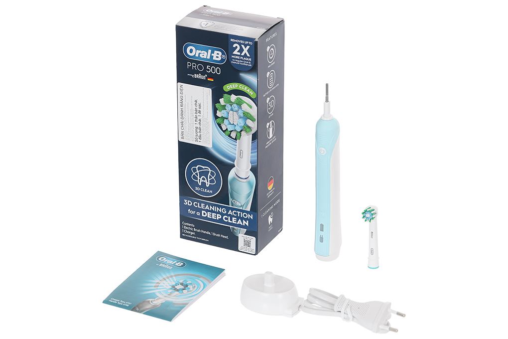 Bàn chải điện Oral-B Pro 500 Deep Clean D16.513 Màu Trắng - Xanh